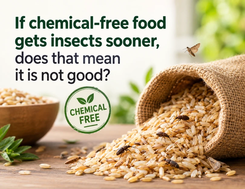 If chemical-free food gets insects sooner, does that mean it is not good?